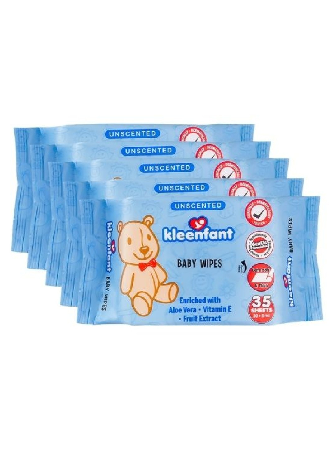 Kleenfant Unscented Baby Wipes (35 sheets) Pack of 5 edamama